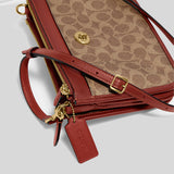 Coach Slim Turnlock Crossbody In Signature Canvas Tan/Rust C6661