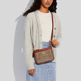 Coach Slim Turnlock Crossbody In Signature Canvas Tan/Rust C6661