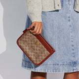 Coach Slim Turnlock Crossbody In Signature Canvas Tan/Rust C6661