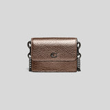 Coach Half Flap Card Case Mini Wallet On Chain Metallic Bronze C6720 lussocitta lusso citta