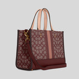 Coach Dempsey Carryall In Signature Jacquard With Stripe And Coach Patch Wine Multi C8448