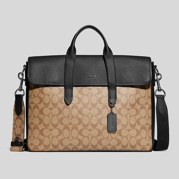 Coach Sullivan Portfolio Brief In Signature Canvas Khaki/Black C9873