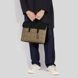 COACH Sullivan Portfolio Brief In Signature Canvas Khaki/Black C9873