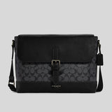Coach Hudson Messenger In Signature Canvas Charcoal/Black CB842