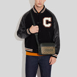 Coach Graham Crossbody In Signature Canvas With Varsity Motif Khaki Amazon Green CE638