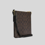 COACH Mini Rowan File Bag In Signature Canvas Brown Black CF340