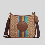 Coach Dempsey File Bag In Signature Jacquard With Stripe And Coach Patch Khaki/Redwood Multi CG505