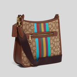 Coach Dempsey File Bag In Signature Jacquard With Stripe And Coach Patch Khaki/Redwood Multi CG505