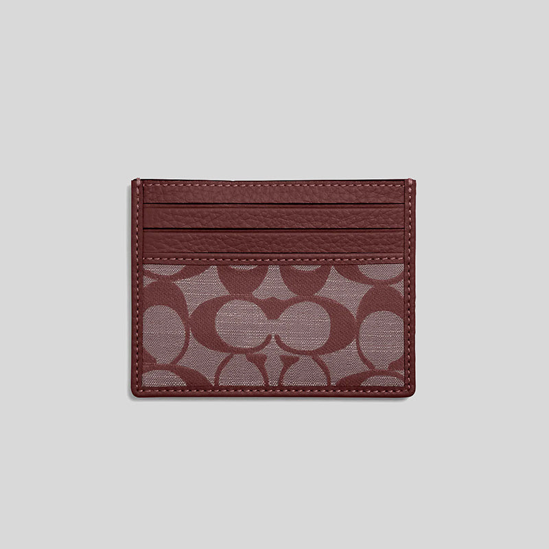Coach Slim Id Card Case In Signature Chambray Wine CH100