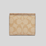 Coach Small Morgan Wallet In Blocked Signature Canvas Light Khaki/Ivory Multi CH387