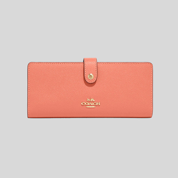 Coach Crossgrain Leather Slim Wallet Light Coral CH410