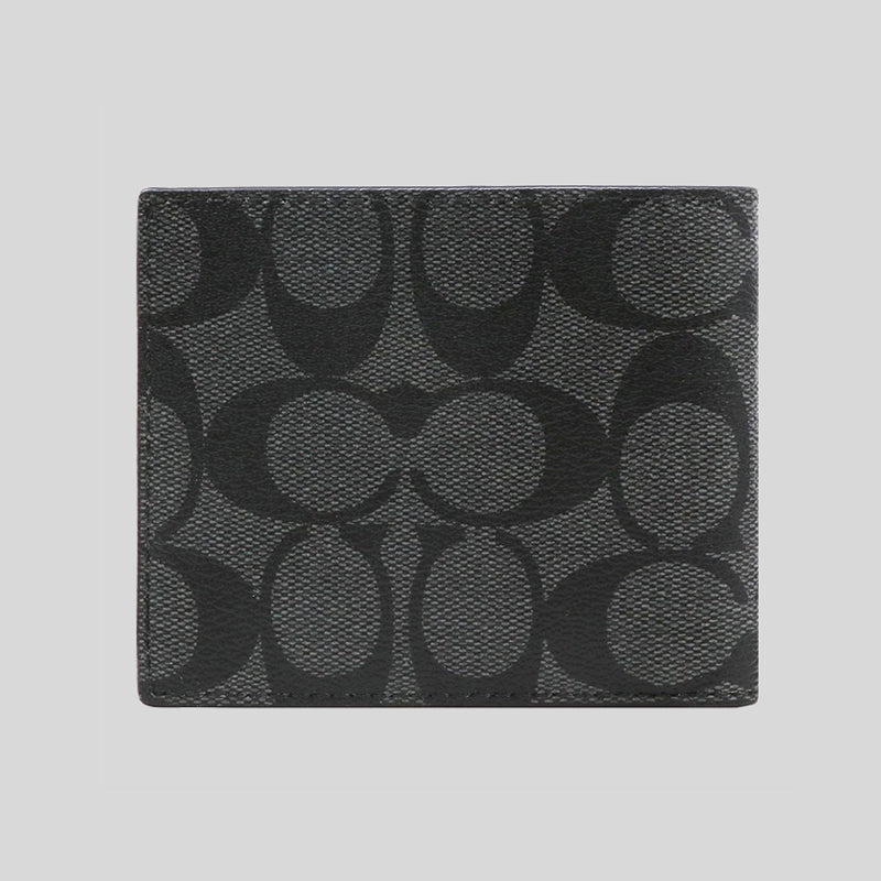 Coach ID Billfold Wallet In Signature Canvas Black F66551 LussoCitta