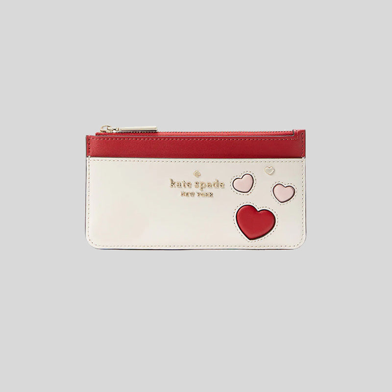 Kate Spade Valentines Day Capsule Large Slim Heart Card Holder Parchment Multi KA612