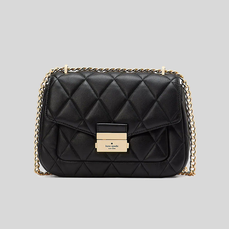 Kate Spade Carey Smooth Quilted Leather Small Flap Shoulder Bag Black KA767