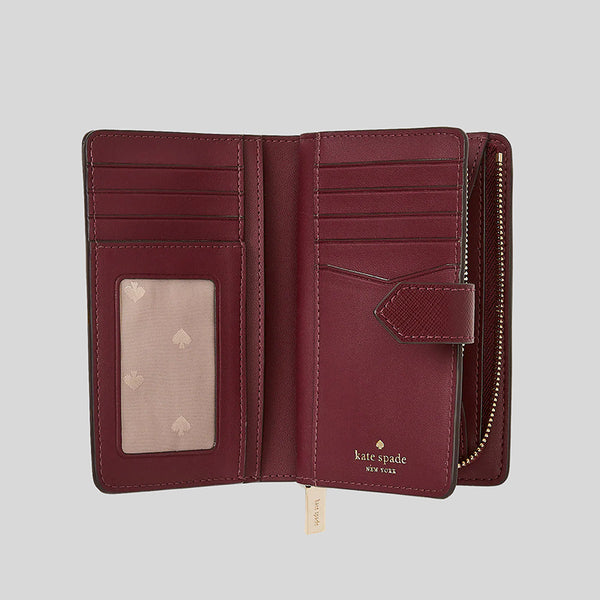 Kate Spade Staci Medium Compact Bifold Wallet Deep Berry WLR00128