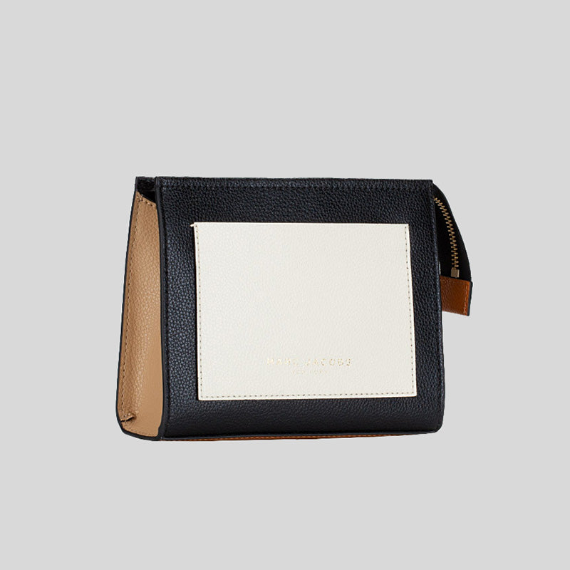 Marc Jacobs The Grind Leather Color Block Cosmetic Bag Smoked