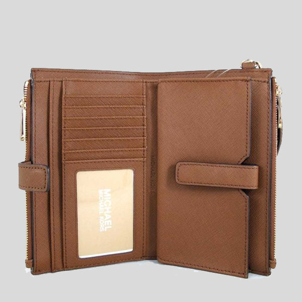 Michael Kors Jet Set Travel Double Zip Wristlet Phone Wallet Luggage 35F8GTVW0L