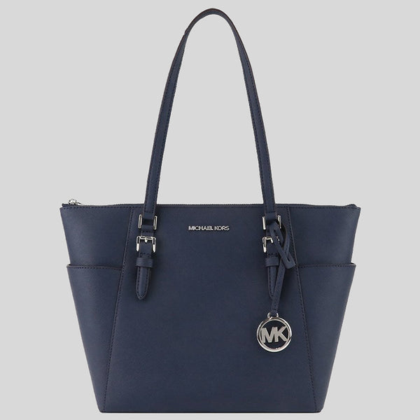 Michael Kors Charlotte Tote 35F0SCFT3L Navy With Silver Hardware