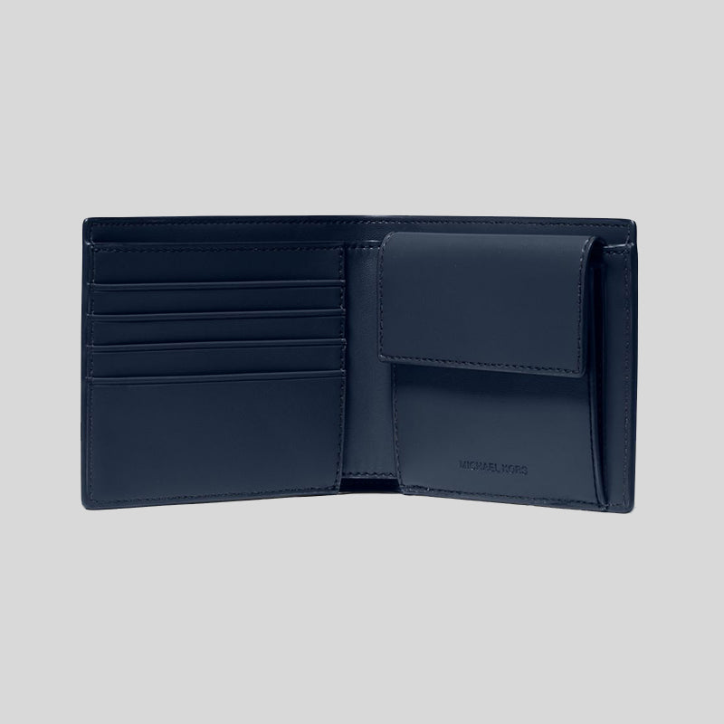 Michael Kors Cooper Leather Billfold Wallet With Coin Pocket Navy 36S3LCOF3L