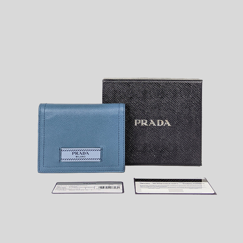 Prada Glace City Calf Small Bifold Wallet Cobalto/Astrale 1MV204