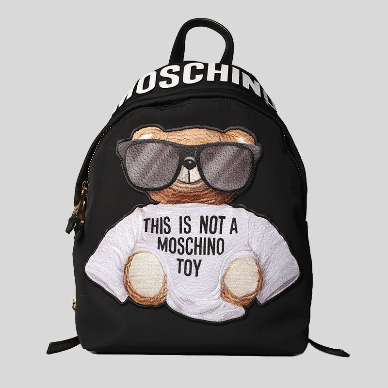 Moschino Couture Nylon Backpack With Teddy Black T7636 lussocitta Lusso Citta