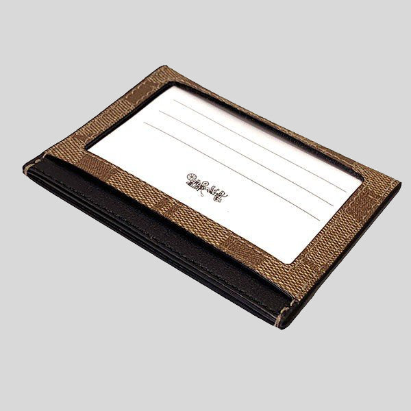 COACH Slim Card Case In Signature Canvas Tan F58110