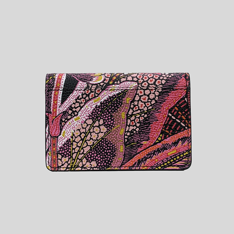 Salvatore Ferragamo Leather Card Case Wallet With Floral Print 0755621