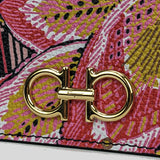 Salvatore Ferragamo Leather Card Case Wallet With Floral Print 0755621