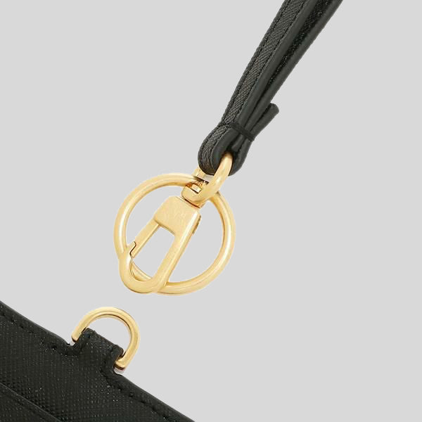 Tory Burch Emerson Leather ID Lanyard With Keyring Black 136584