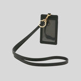 Tory Burch Emerson Leather ID Lanyard With Keyring Black 136584